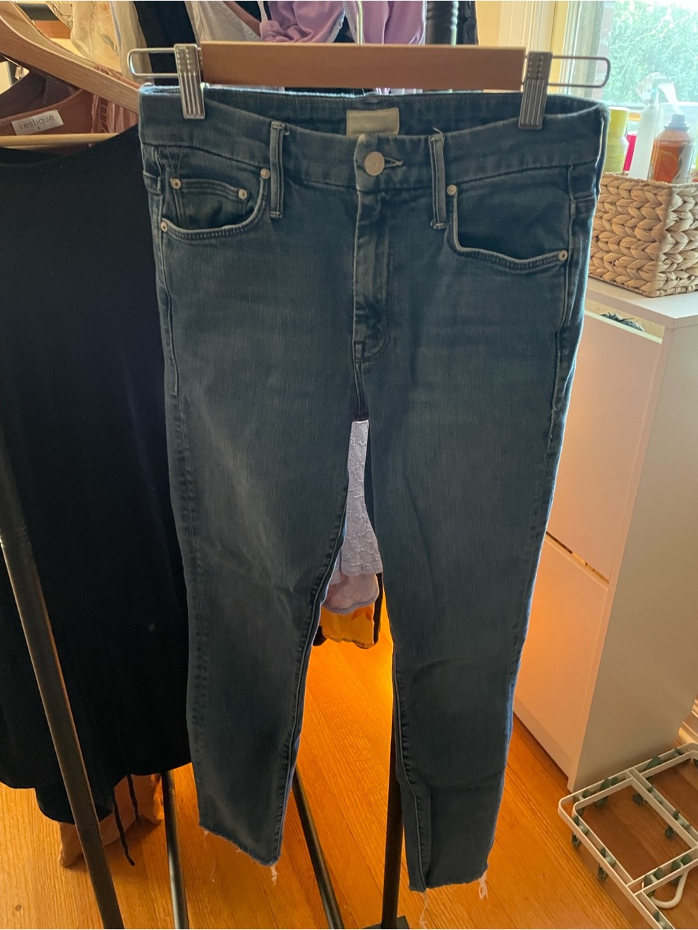 MOTHER Dark Blue Cropped Ankle Jeans